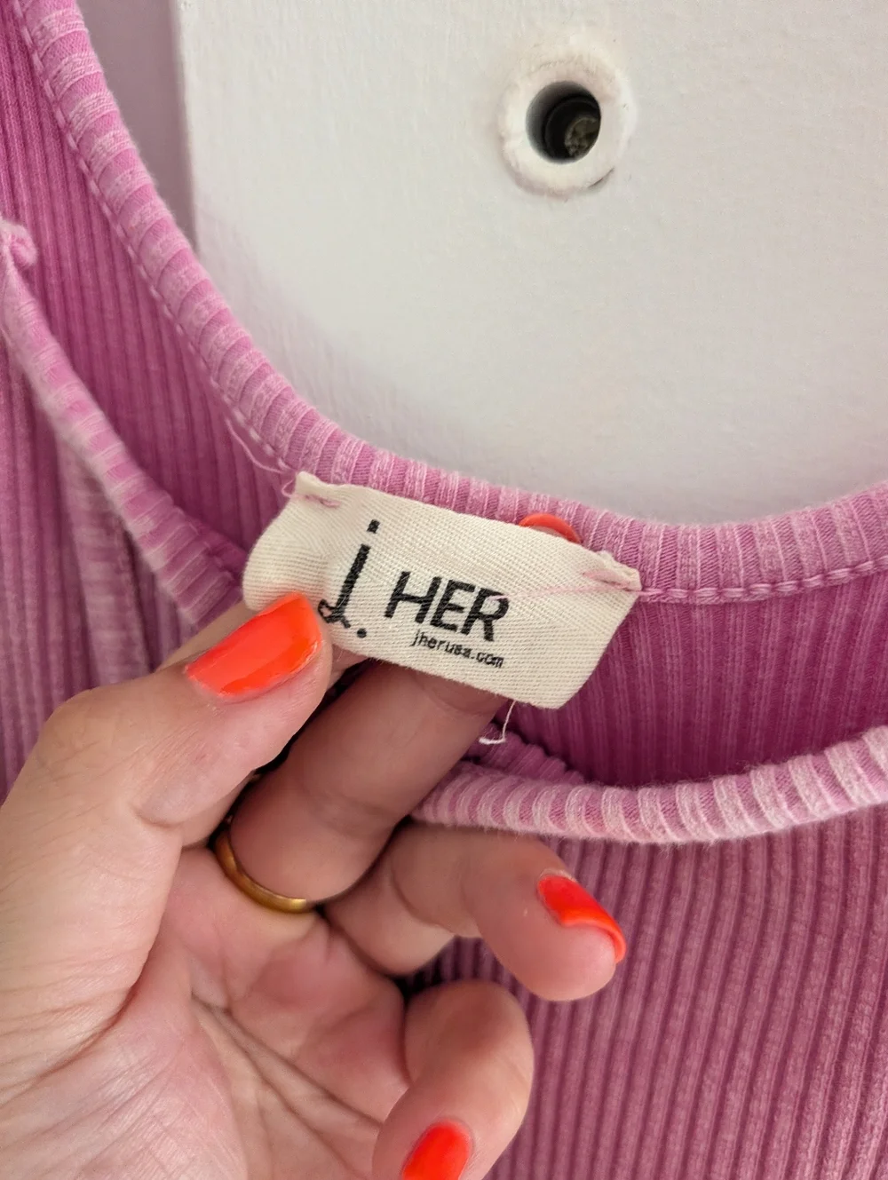 J.HER Pink Ribbed Utility Jumpsuit Wide Strap Lounge Romper L - Picture 2 of 5